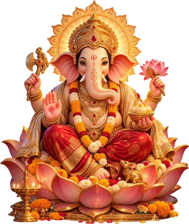 Ganesh ji seated on a lotus